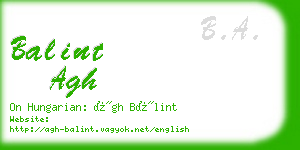 balint agh business card